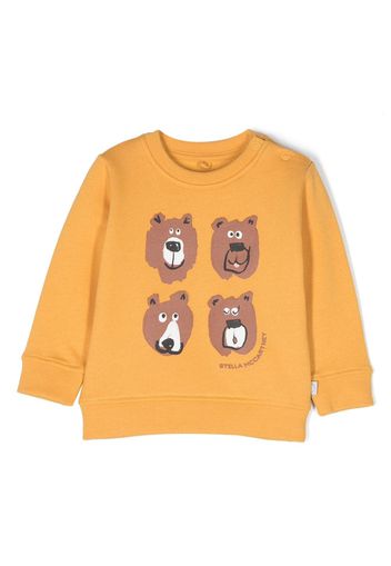 Stella McCartney Kids bear-print cotton sweatshirt - Giallo