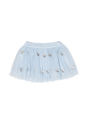 Stella McCartney Kids heart-embroidery tulle skirt - Blu