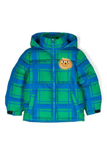 Stella McCartney Kids plaid-check padded hooded jacket - Blu