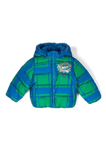 Stella McCartney Kids plaid-check padded hooded jacket - Blu