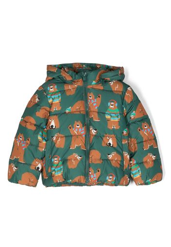 Stella McCartney Kids bear-print puffer jacket - Verde