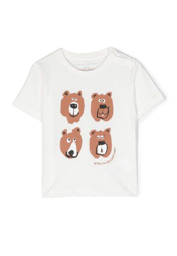 Stella McCartney Kids Grizzly Bear-print organic-cotton T-shirt - Bianco