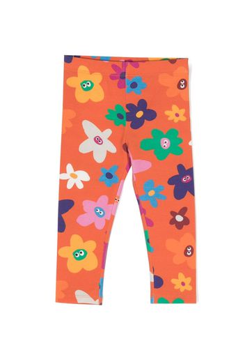 Stella McCartney Kids Smiley floral-print cotton leggings - Arancione