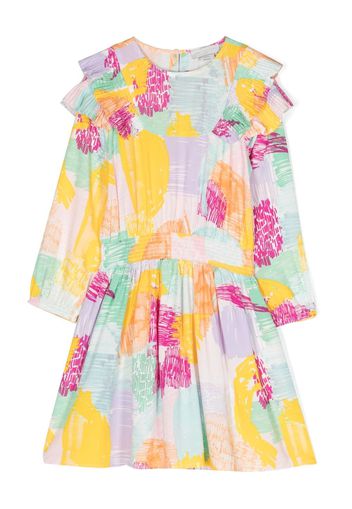 Stella McCartney Kids abstract-print ruffled flared dress - Giallo