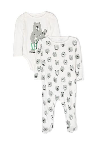 Stella McCartney Kids bear-print cotton babygrow (set of two) - Bianco