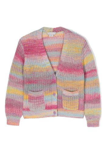 Stella McCartney Kids Space stripe-pattern waffle-knit cardigan - Rosa