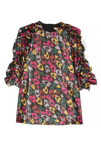 Stella McCartney Kids graphic-print gathered-sleeve dress - Nero