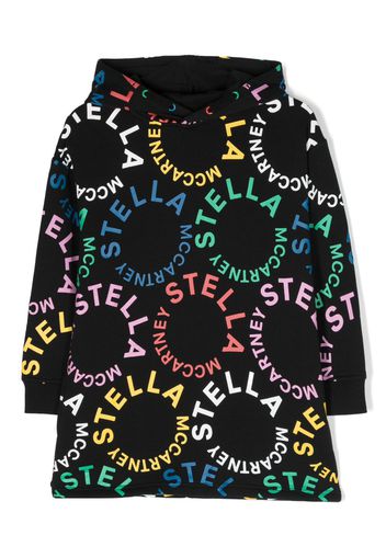 Stella McCartney Kids circular-logo hoodie dress - Nero