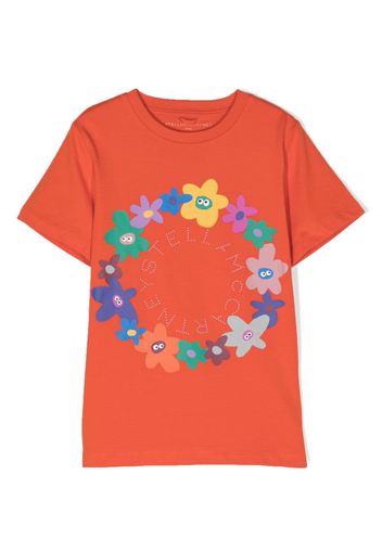 Stella McCartney Kids logo-print cotton T-shirt - Arancione