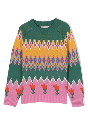 Stella McCartney Kids Tulip fair isle intarsia-knit jumper - Verde