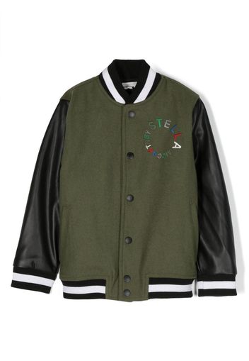 Stella McCartney Kids logo-embroidered bomber jacket - Verde