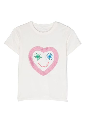 Stella McCartney Kids heart-embroidered T-shirt - Bianco