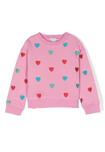 Stella McCartney Kids heart-embroidered cotton sweatshirt - Rosa