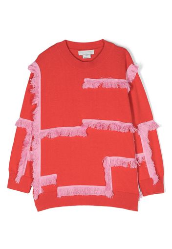 Stella McCartney Kids long-sleeved fringed jumper - Rosso