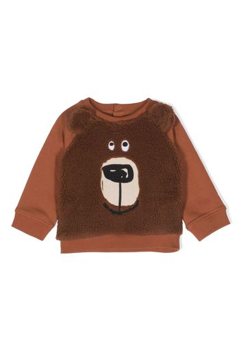 Stella McCartney Kids bear-print fleece sweatshirt - Marrone