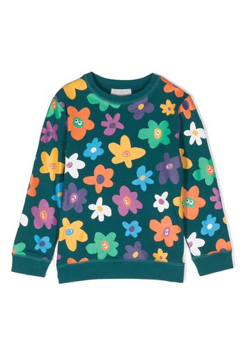 Stella McCartney Kids Smiley Flower-print cotton sweatshirt - Verde