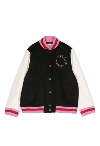 Stella McCartney Kids Circular Logo-embroidered bomber jacket - Nero