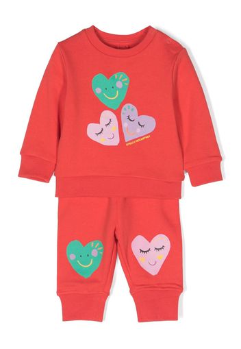 Stella McCartney Kids heart-motif cotton tracksuit set - Rosso