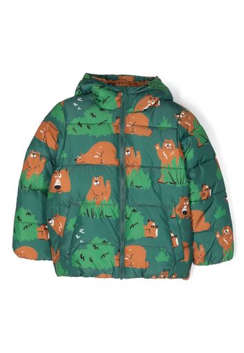 Stella McCartney Kids Bear-pattern padded jacket - Verde