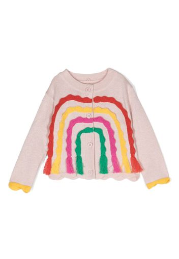 Stella McCartney Kids rainbow-appliqué buttoned cardigan - Rosa