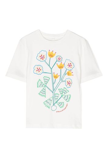 Stella McCartney Kids floral-print cotton T-shirt - Bianco