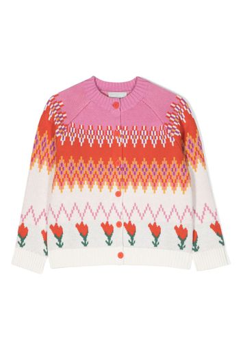 Stella McCartney Kids fair-isle intarsia-knit cardigan - Arancione