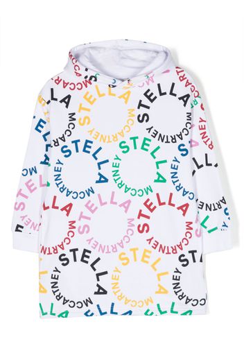 Stella McCartney Kids circular-logo hoodie dress - Bianco