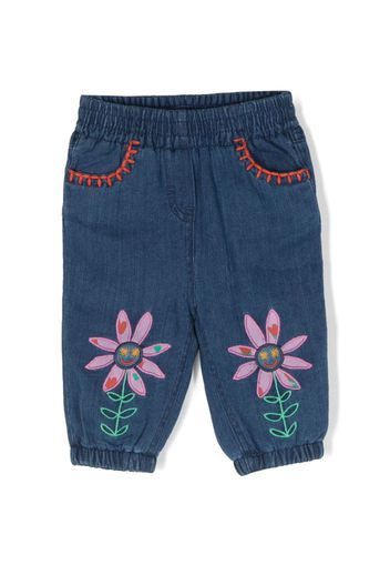 Stella McCartney Kids Jeans affusolati con ricamo - Blu