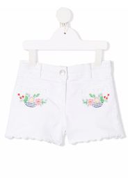 Stella McCartney Kids floral-embroidered denim shorts - Bianco