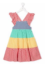 Stella McCartney Kids check-print colour-block dress - Rosso