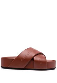 Stella McCartney logo-strap flatform sandals - Marrone