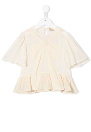 Stella McCartney Kids TEEN bow-detailk silk blouse - Toni neutri