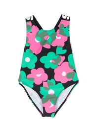 Stella McCartney Kids floral-print logo swimsuit - Verde