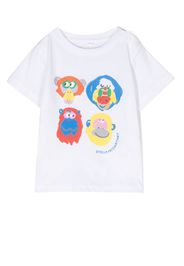 Stella McCartney Kids monkey-print cotton T-shirt - Bianco