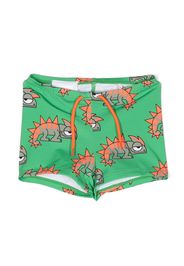 Stella McCartney Kids lizard-print drawstring swim shorts - Verde