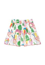 Stella McCartney Kids illustration-print tiered skirt - Bianco