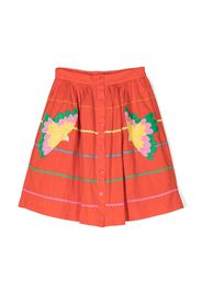 Stella McCartney Kids embroidered button-up skirt - Arancione