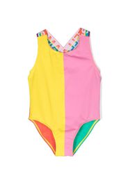 Stella McCartney Kids logo-strap colour-block swimsuit - Rosa