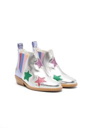 Stella McCartney Kids star-print metallic-finish boots - Argento