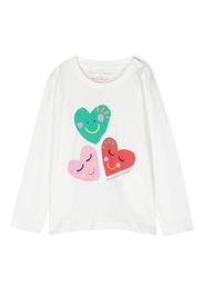 Stella McCartney Kids heart-print long-sleeve T-shirt - Bianco