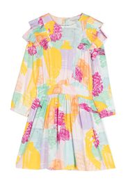 Stella McCartney Kids abstract-print ruffled flared dress - Giallo