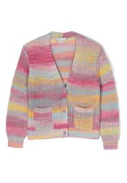 Stella McCartney Kids Space stripe-pattern waffle-knit cardigan - Rosa