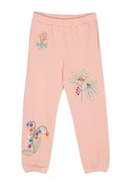 Stella McCartney Kids floral-embroidered cotton track pants - Rosa