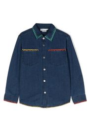 Stella McCartney Kids floral-patch denim shirt - Blu