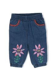 Stella McCartney Kids Jeans affusolati con ricamo - Blu