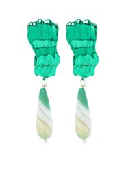 Sterling King Dune agate drop hoop earrings - Verde