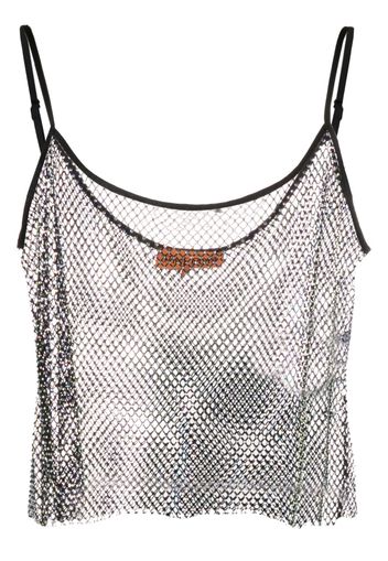 Stine Goya Taila crystal-embellished mesh vest - Nero