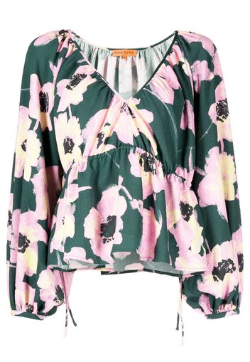 Stine Goya Eveline Filigran Flower-print blouse - Verde