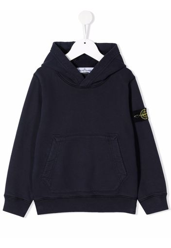 Stone Island Junior logo patch hoodie - Blu