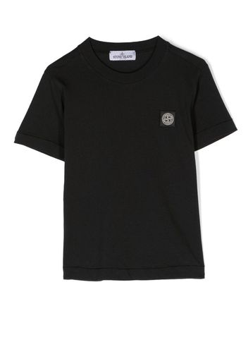 Stone Island Junior T-shirt girocollo con logo Compass - Nero